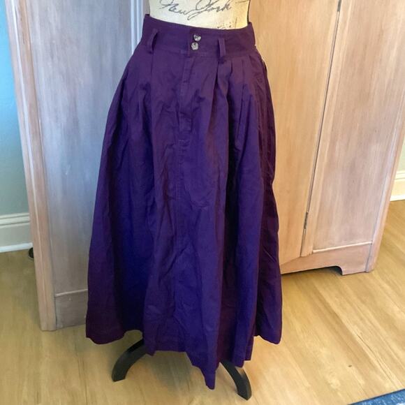 NWT VTG 80’s90’s Liz Wear cotton maxi skirt pleated eggplant purple preppy sz 14